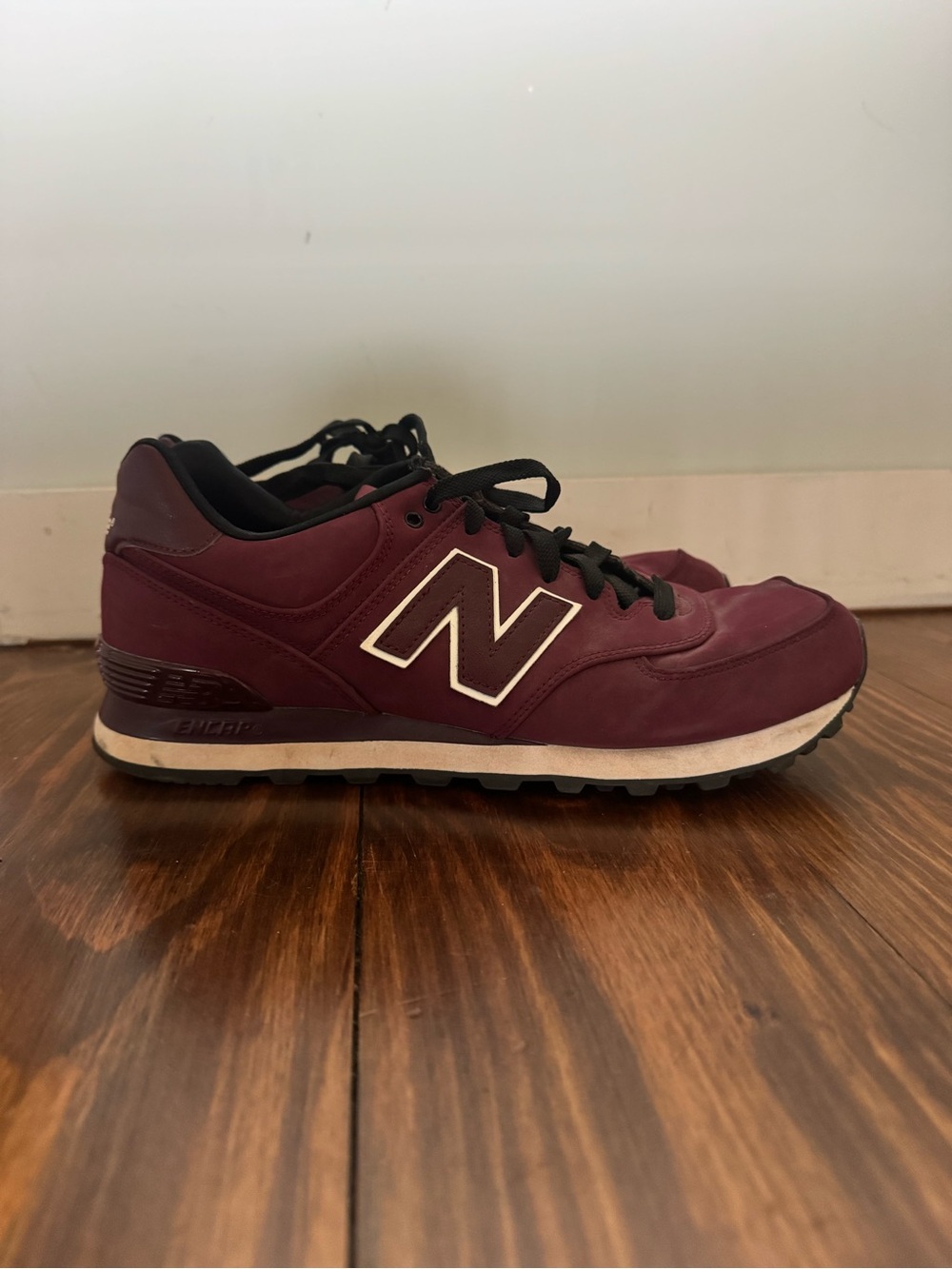 New Balance Men's Burgundy Lace-Up Sneakers with Black Accents